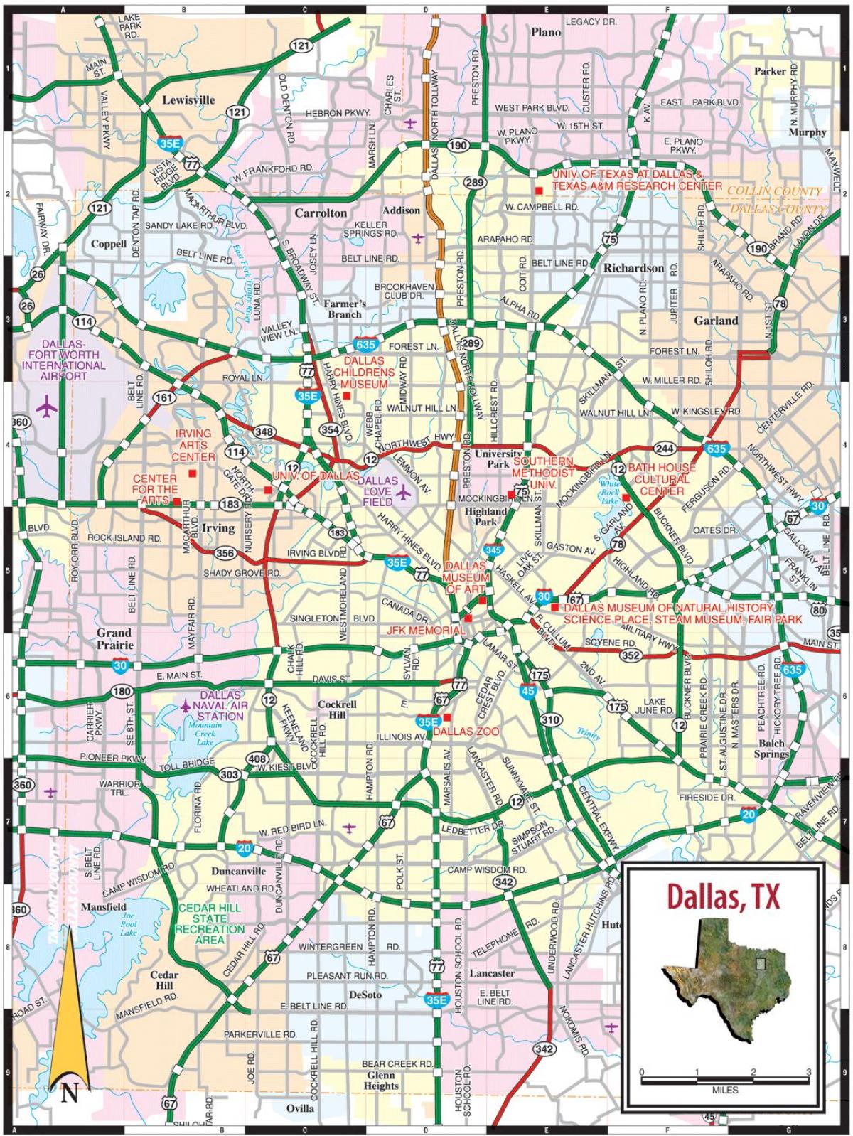 kaart Dallas, tx