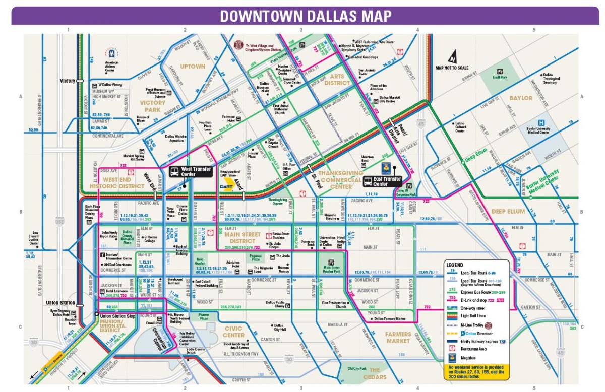 Dallas bussi liinid kaardil