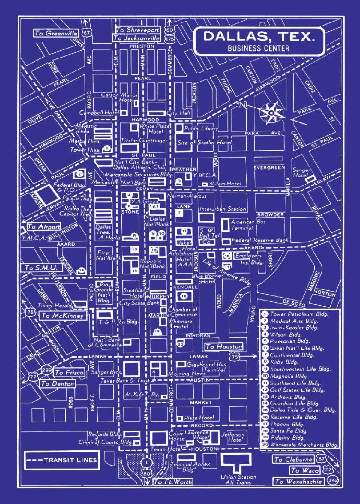kaart downtown Dallas