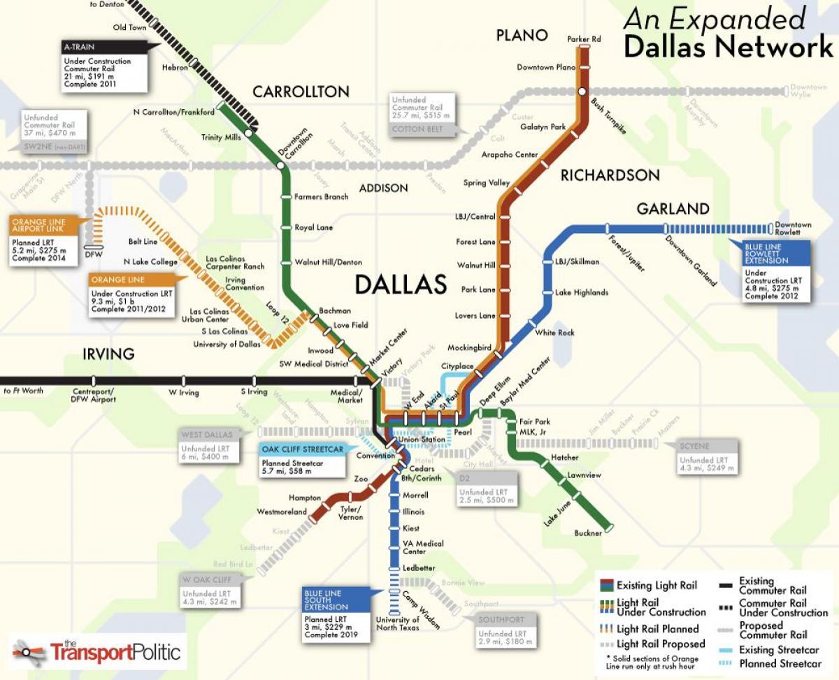 kaart Dallas metro