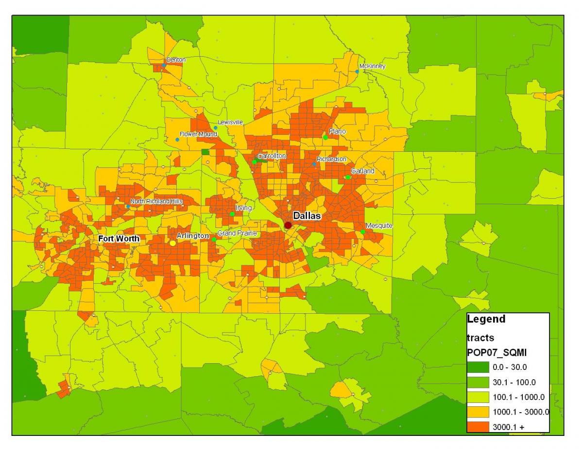 kaart Dallas metroplex