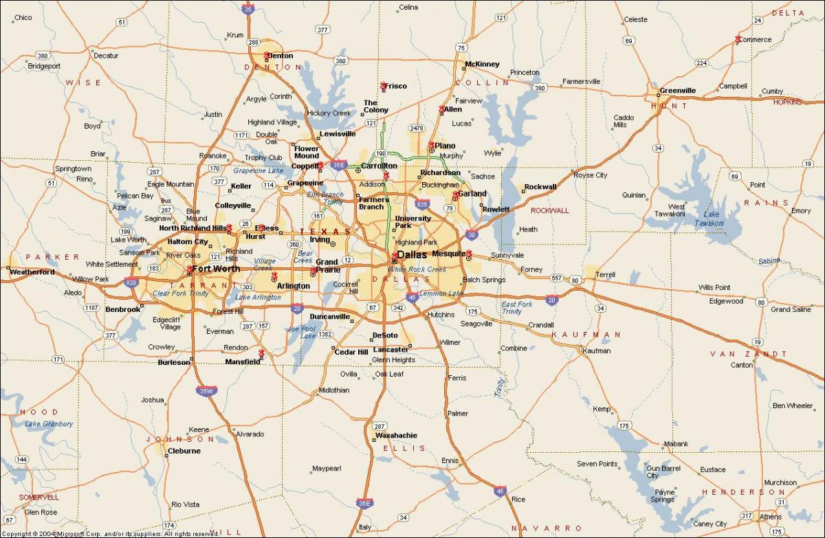 Dallas Fort Worth metroplex kaart