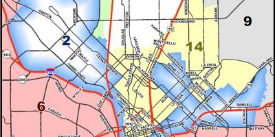 Dallas linnavolikogu linnaosa kaart