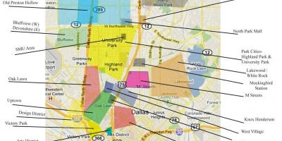 Kaart Dallas linnaosade