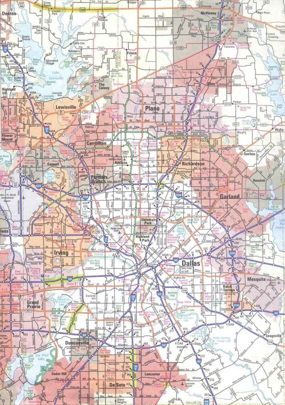 kaart Dallas Texas piirkonnas