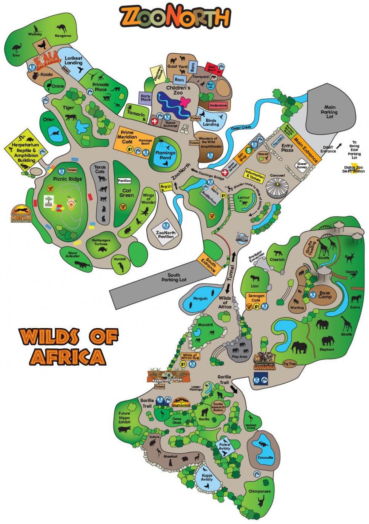 kaart Dallas zoo