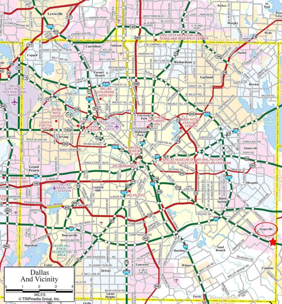 Dallas city kaart